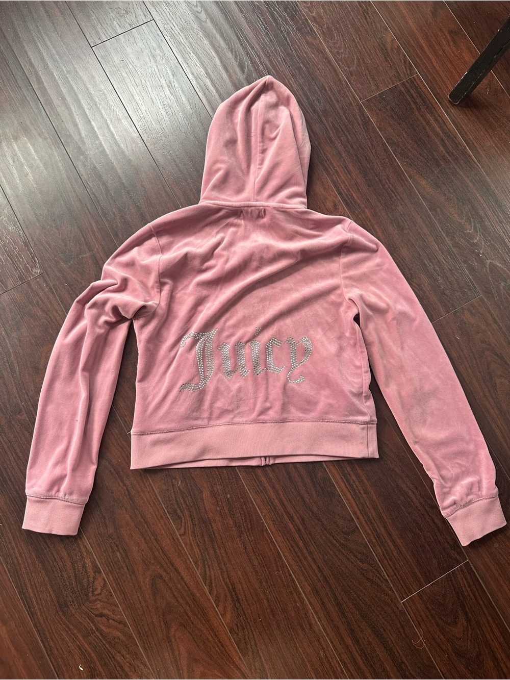 Juicy Couture Dusty Pink Velour Rhinestone Logo Zip Hoodie